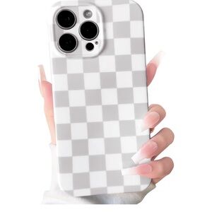 Checkered Gray Phone Case Lovmooful Compatible for iPhone 16 Pro Case